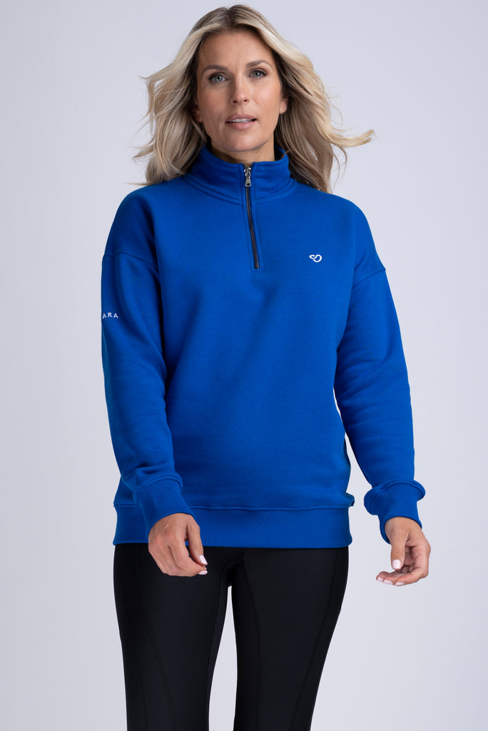 Mochara Cobalt Blue Half Zip Sweatshirt