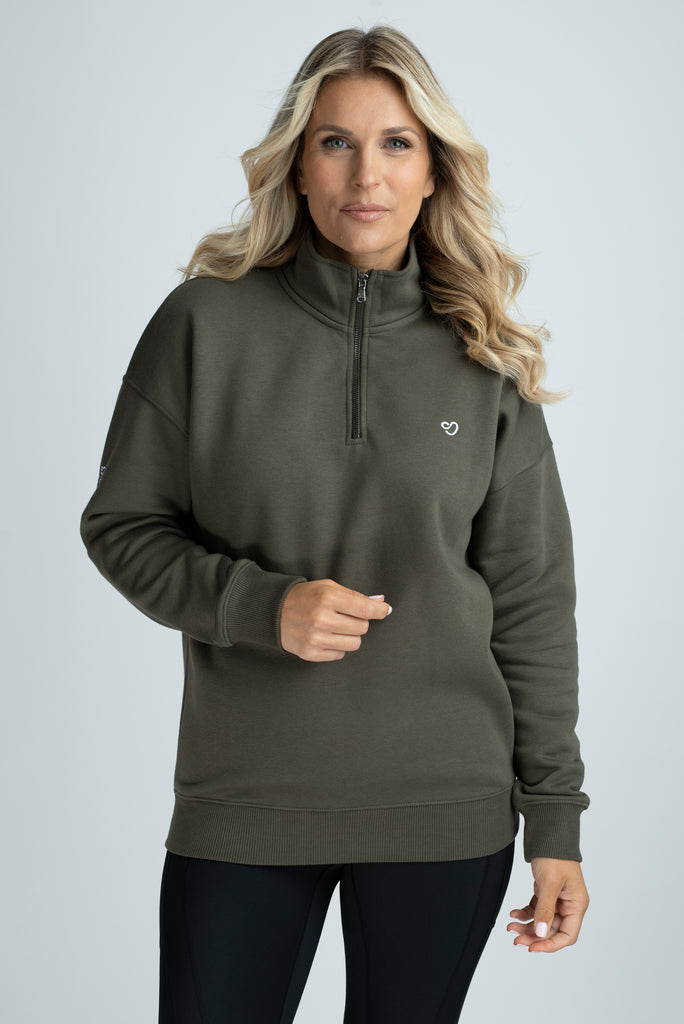 Half Zip Sweatshirt in Khaki