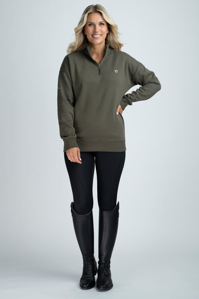 Half Zip Sweatshirt in Khaki